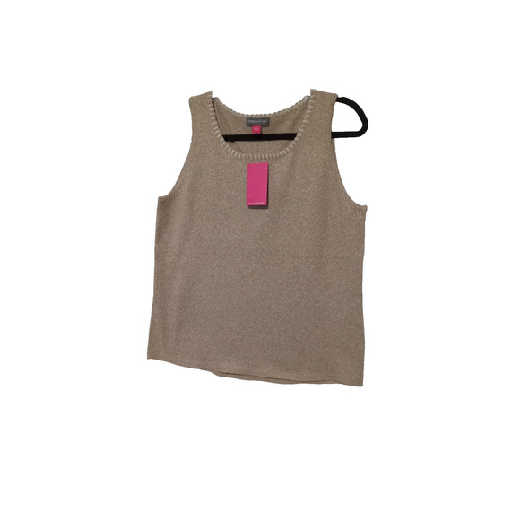 Vince Camuto Sleeve Less Blouse Small , 100% Polyester, Womem, Color Tan With... - Picture 1 of 6